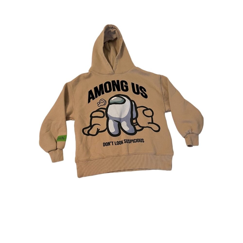Zara Kids Among Us Boys Hoodie & Sweatpants Set Beige Crew Mate Graphics S 11-12 - Picture 2 of 11